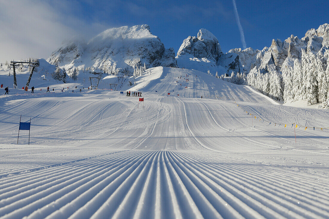Ski slope, Passo Monte Croce di Comelico, South Tyrol, Italy