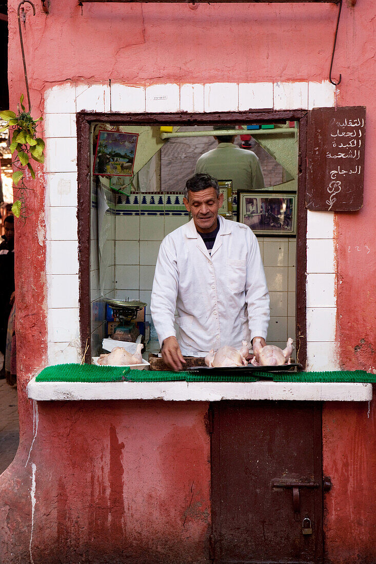 Butcher in the souk, Marrakech, Morocco