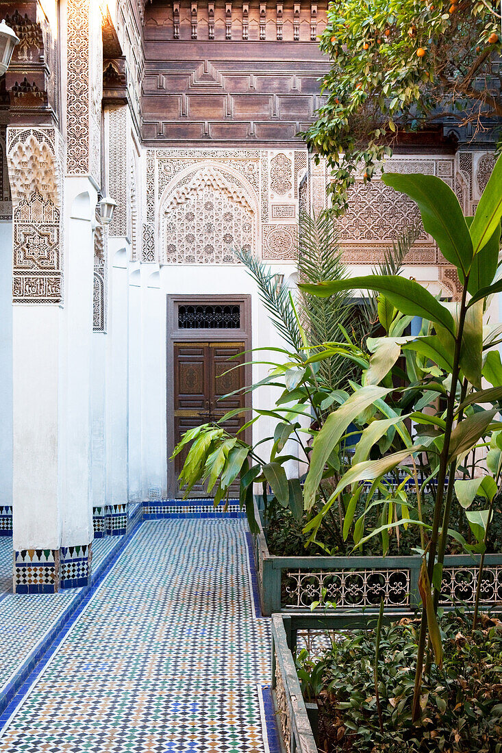 Courtyard in the Bahia Palace, Marrakech, Morocco