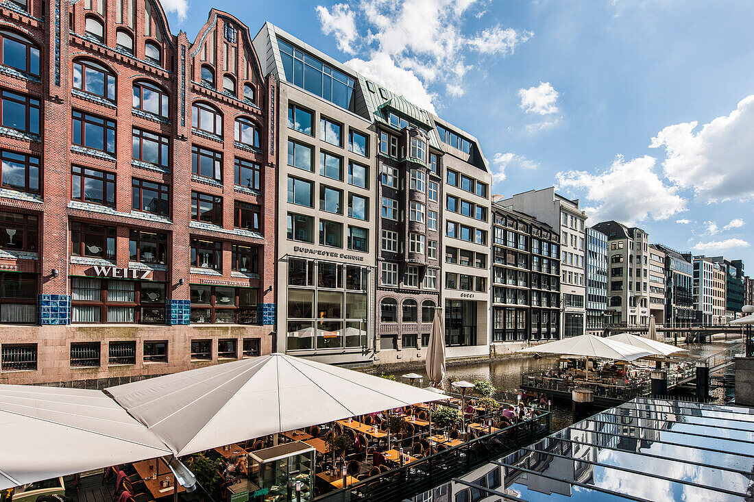 Cafes beside Bleichenfleet, Hamburg,  Germany