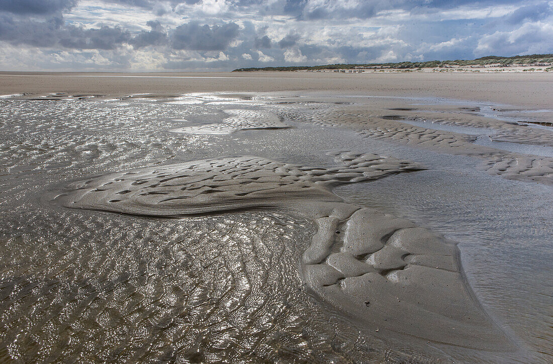 Structures in the sand on the North Sea coast, Spiekeroog, Lower Saxony, Germany