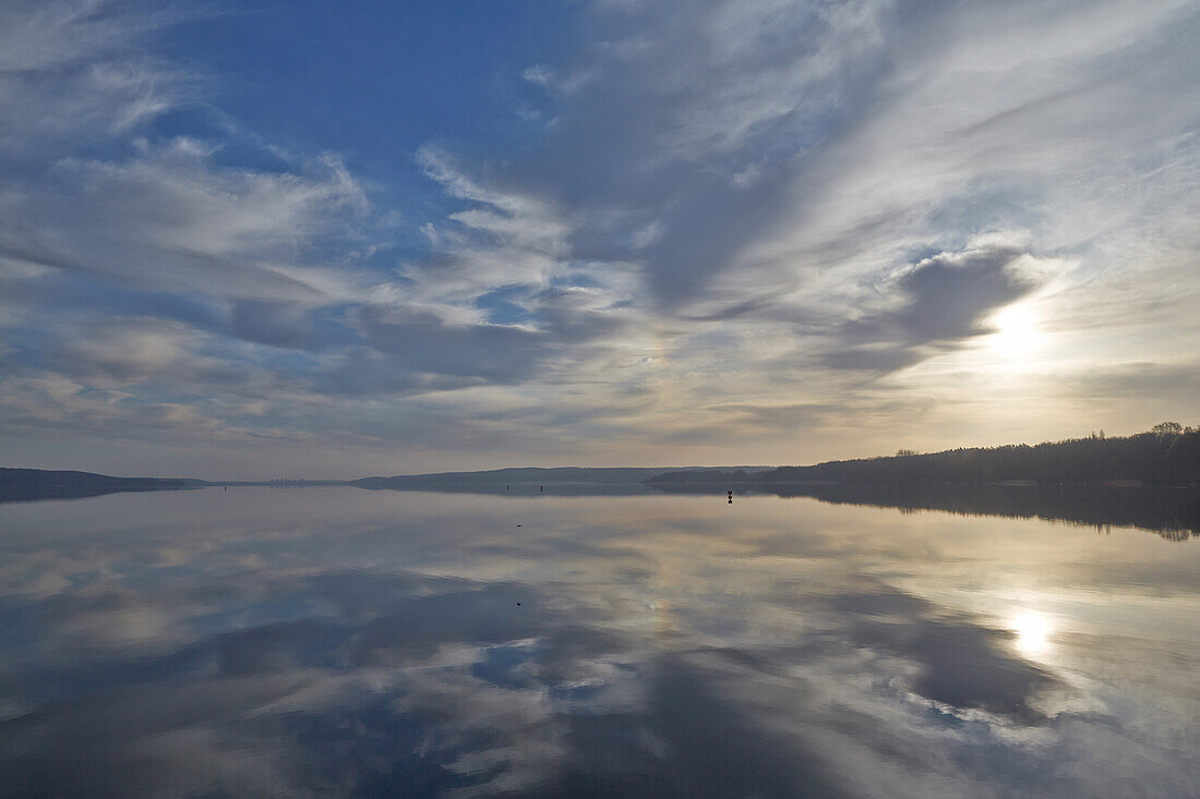 Reflection in a lake Tollensee, Neubrandenburg, Mecklenburg Western Pomerania, Germany