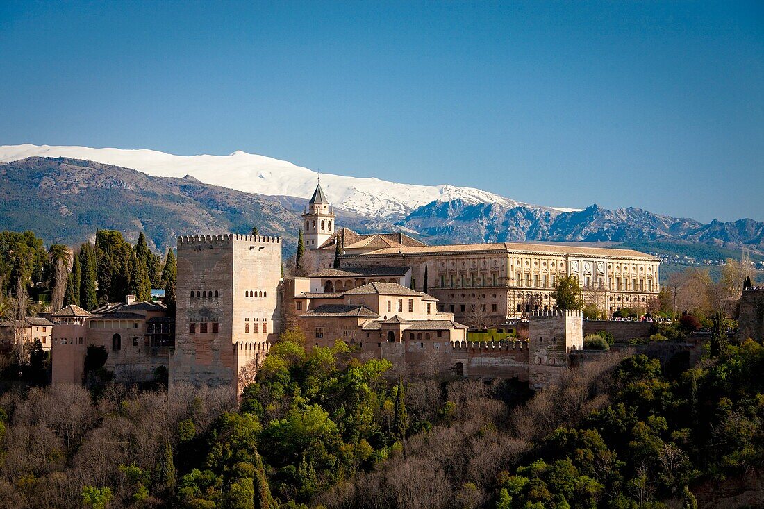 Alhambra Palace and Sierra Morena, Granada, Andalusia, Spain