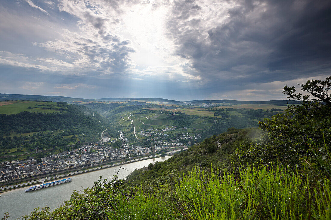 Blick vom Roßstein auf Oberwesel, Dörscheid, Rheinland-Pfalz, Deutschland