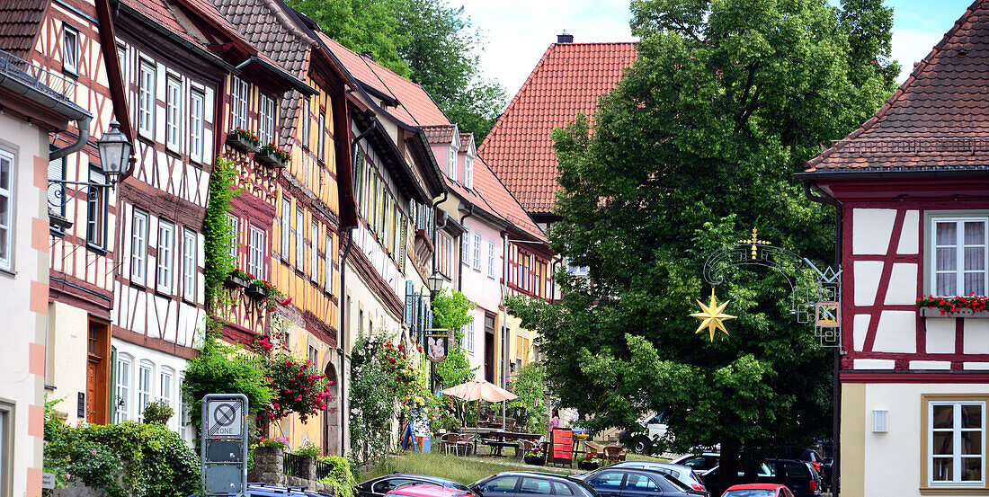 Timber frame houses in Koenigsberg, Hassberge, Lower Franconia, Bavaria, Germany