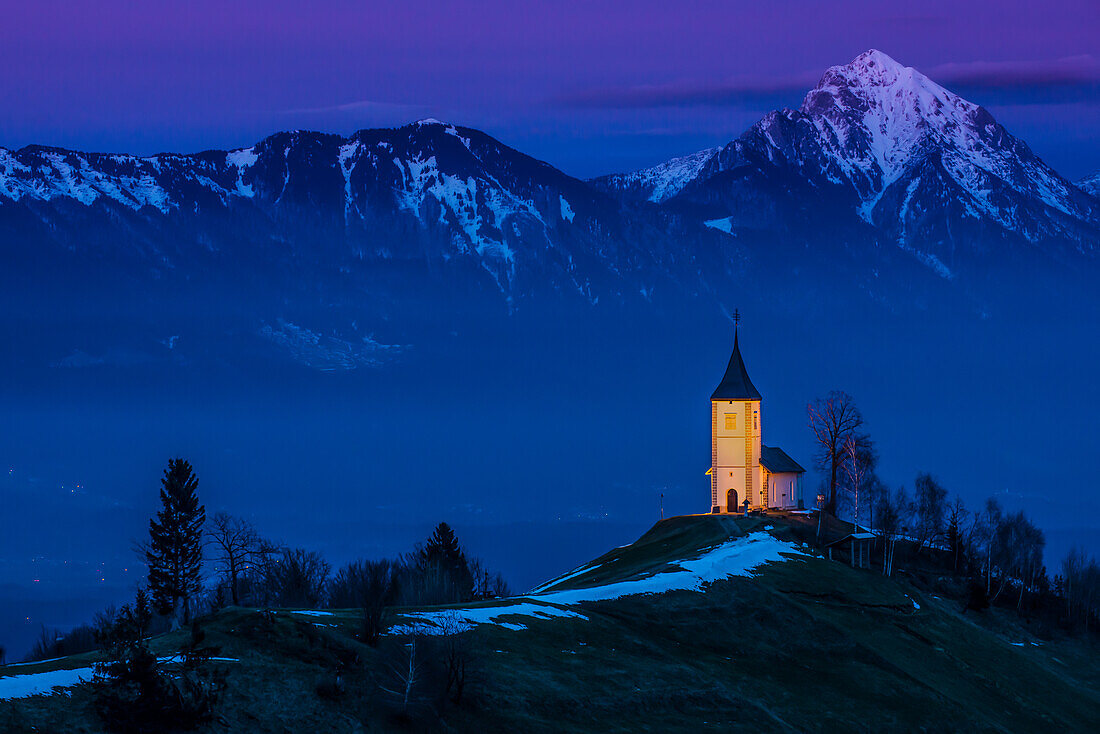 The charming little church of St. Primus and Felician just a few kilometers from Lake Bled in Slovenia.