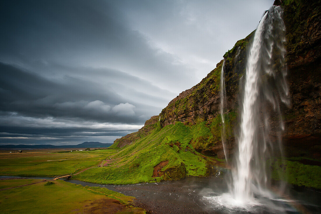 The waterfall Seljalandsfoss, Iceland.