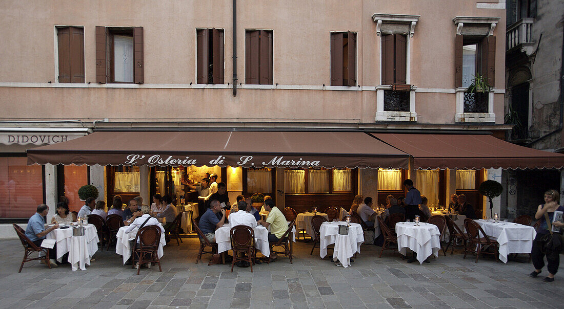 Exterior of L'Osteria di Santa Marina in Venice, Italy.