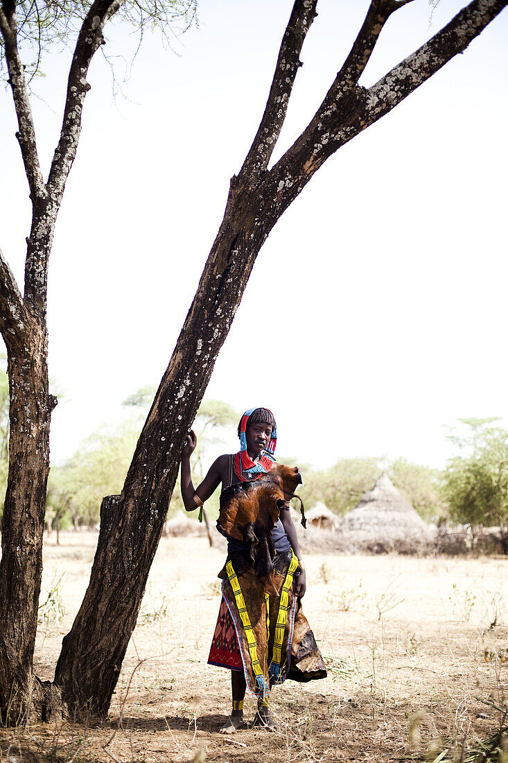 SAMI VILLAGE, OMO VALLEY, ETHIOPIA. A portrait of a local woman in the Sami village in the remote Omo Valley of Ethiopia.