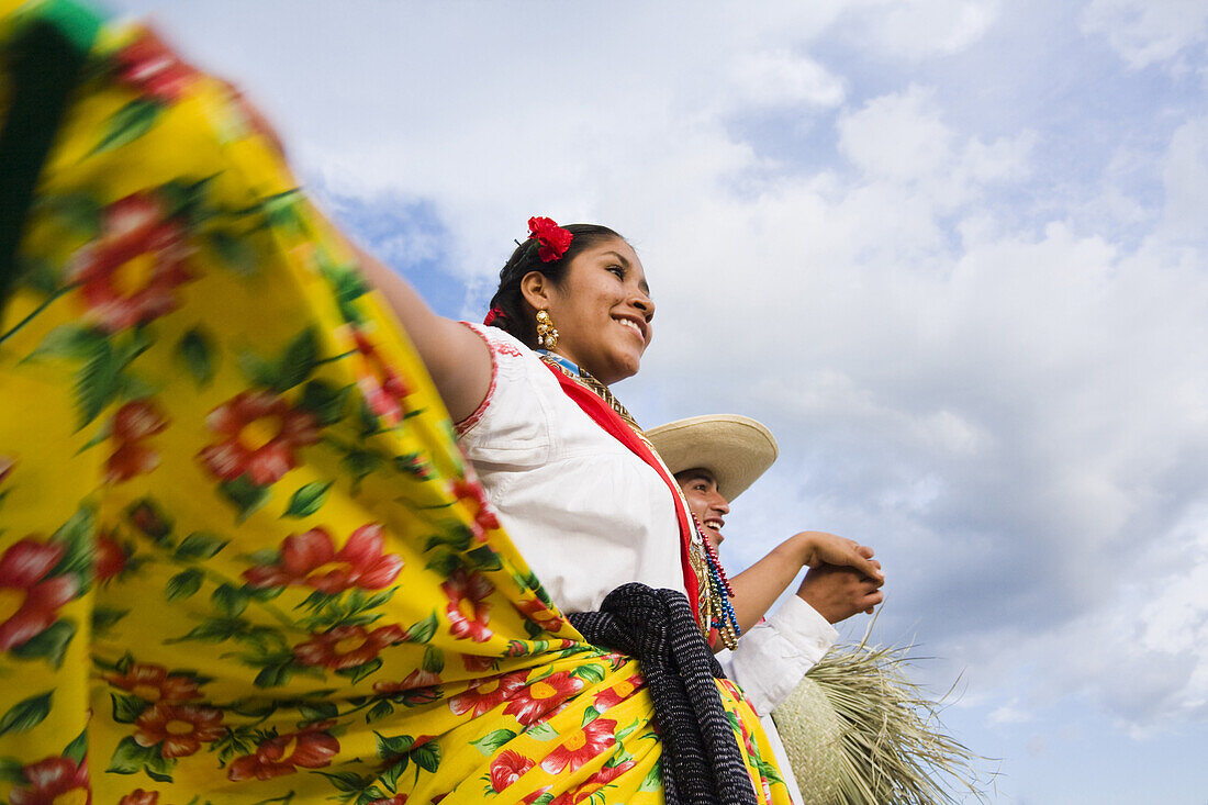 Dancers performs at the Guelaguetza celebration in San Antonino Castillo Velasco, Oaxaca state, Mexico on July 28, 2008. The Guelaguetza is an annual folk dance festival in Oaxaca - dancers from different regions of the state gather in celebration in Oaxa