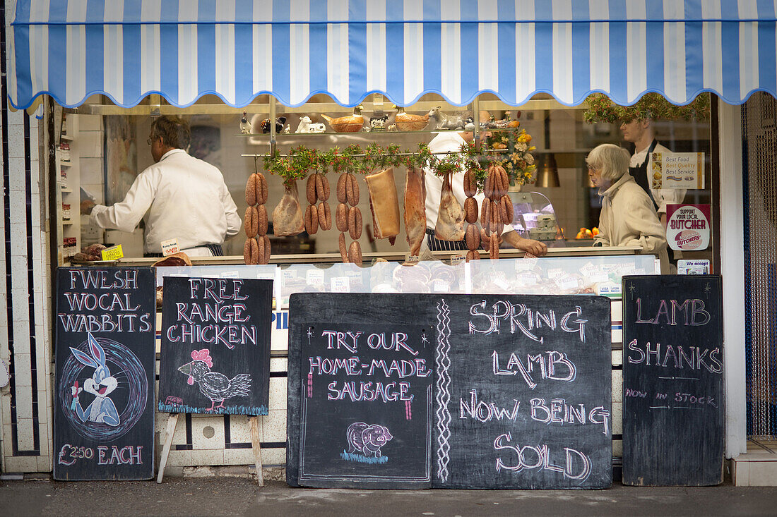 The local butcher shop in Winchcombe, England.