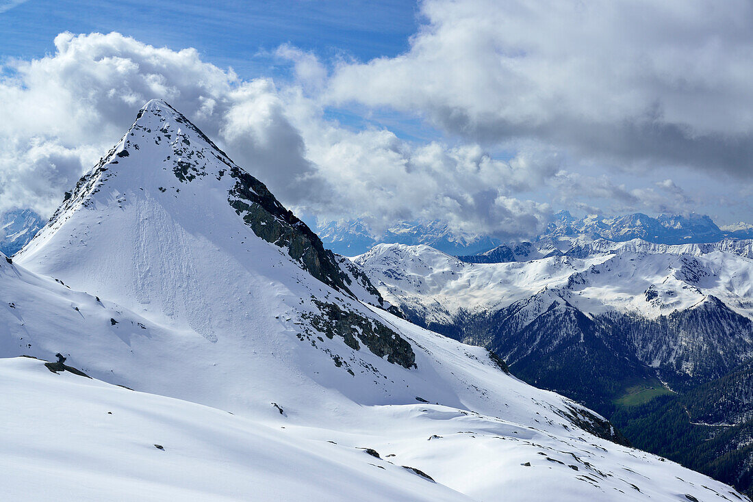 Blick von der Fünften Hornspitze auf Gelenknock, Zillertaler Alpen, Ahrntal, Südtirol, Italien