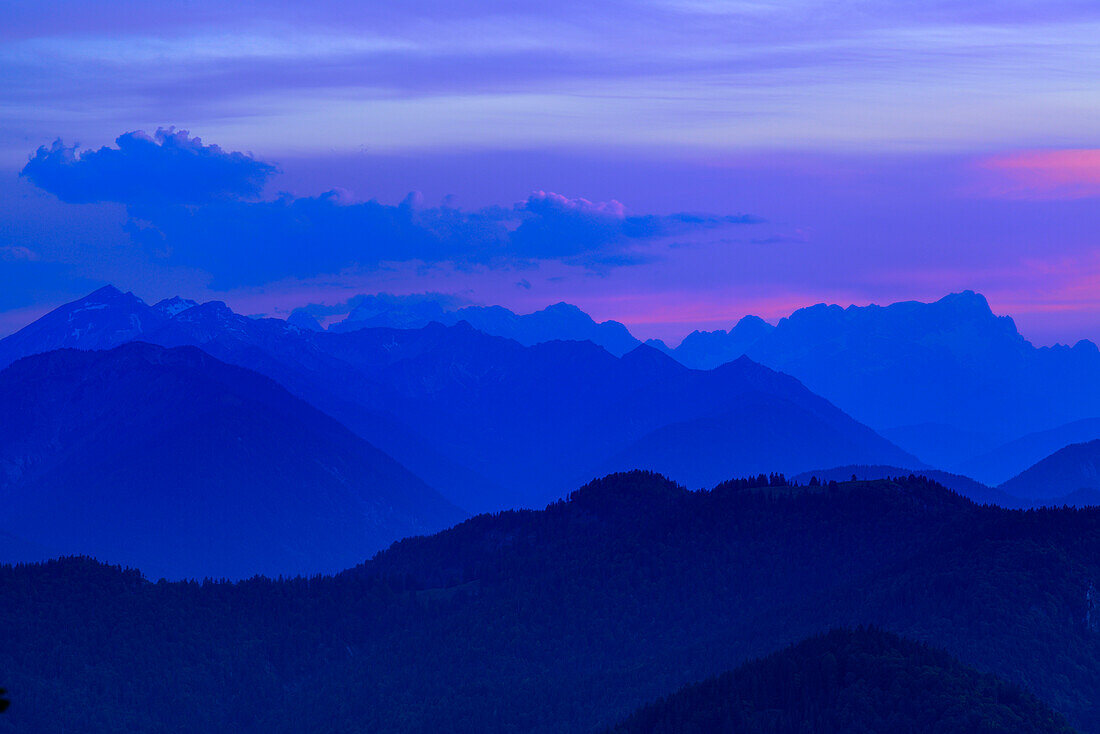 Mountain scenery in the evening, Buchstein, Bavarian Prealps, Upper Bavaria, Bavaria, Germany