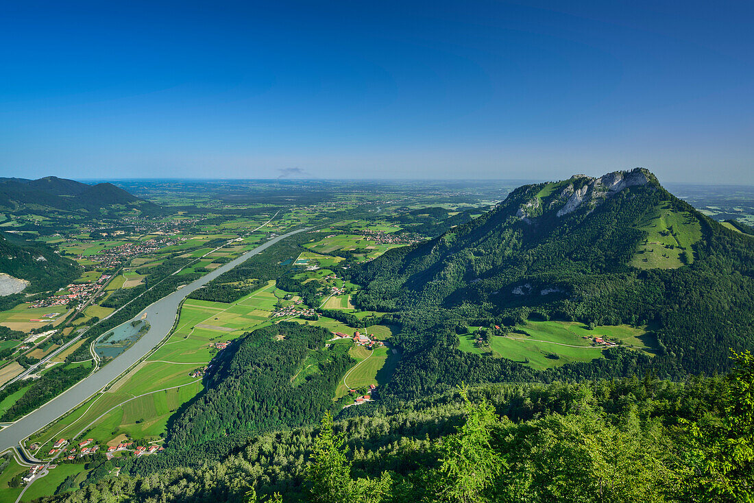 Blick von Kranzhorn über Inntal und Heuberg, Chiemgauer Alpen, Oberbayern, Bayern, Deutschland