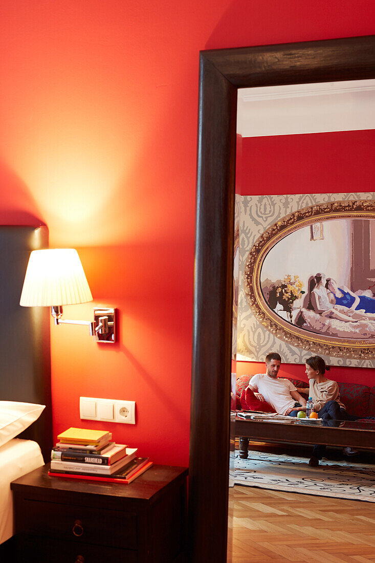Altstadt Vienna Hotel, suite no. 15 with red couch, Kirchengasse 41, 7th district, Vienna, Austria