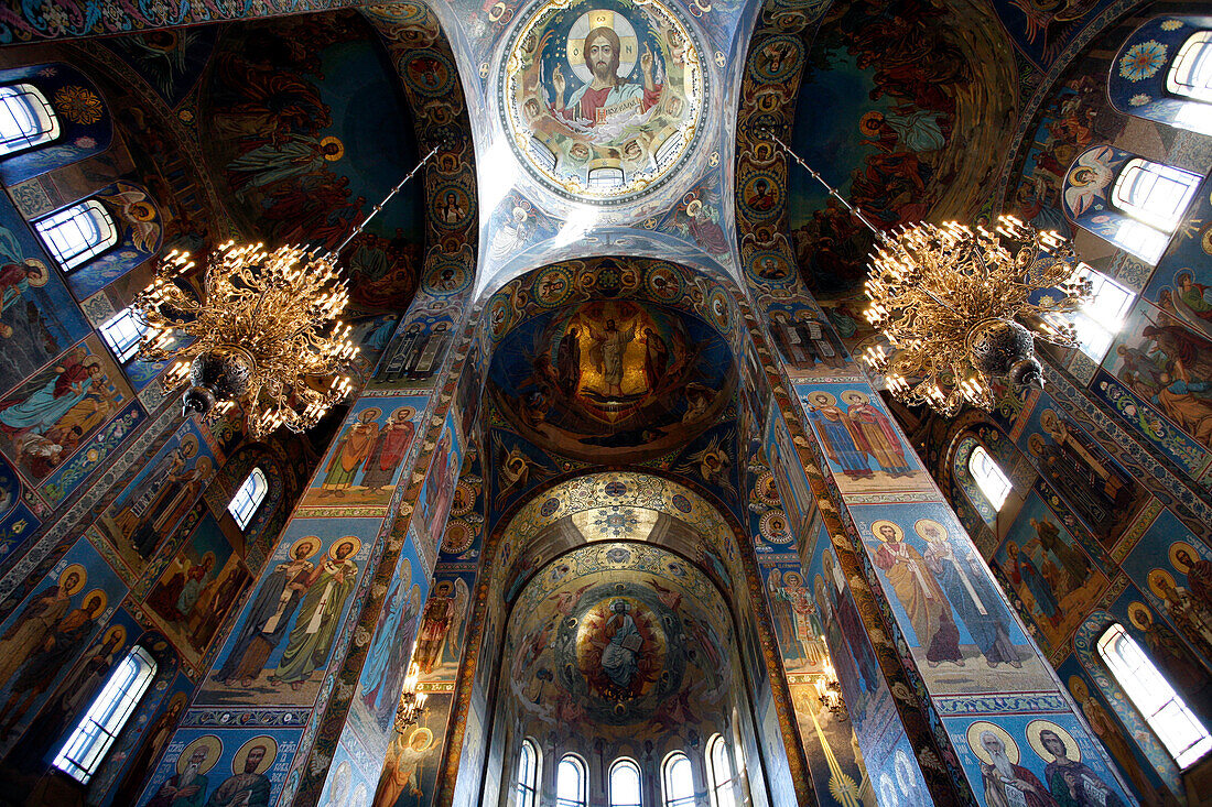 Innenansicht der Auferstehungskirche (Bluterlöserkirche), Sankt Petersburg, Russland, Europa