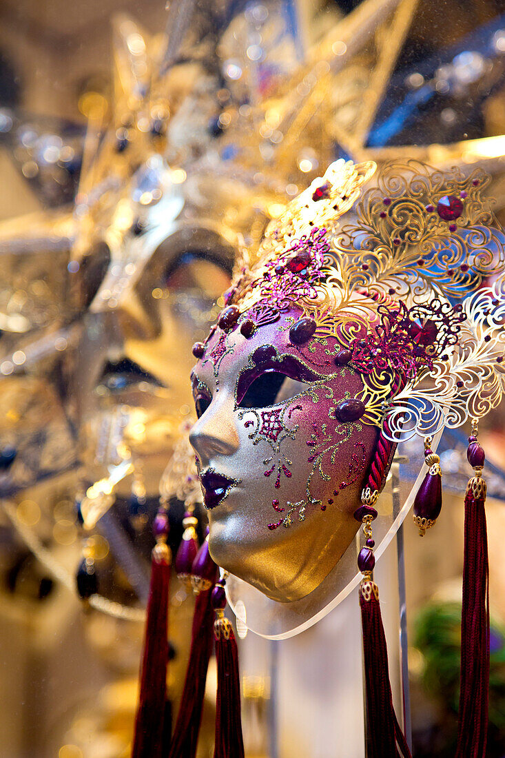 Carnival masks for sale in San Marco, Venice, Veneto, Italy, Europe