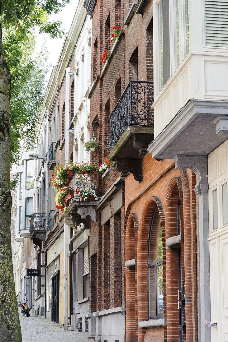 Häuser in der Rue de Chapitre, Mons, Hennegau, Wallonie, Belgien, Europa