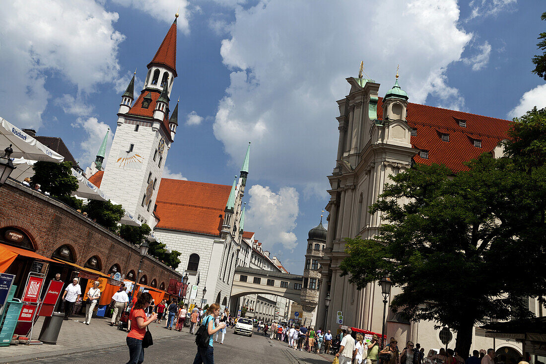 Altes Rathaus und Viktualenmarkt, München, Oberbayern, Bayern, Deutschland, Europa