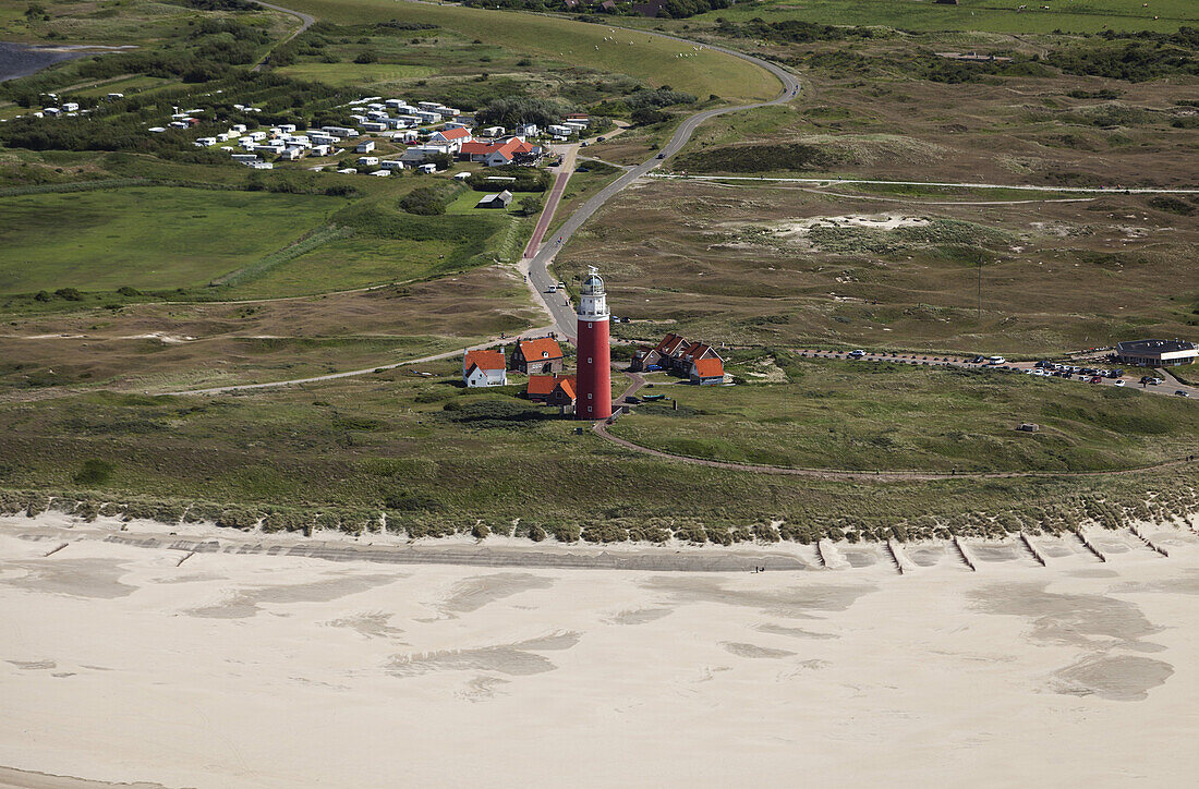 Aerial view of the Texel Vuurtoren, Texel Island, North Holland, The Netherlands