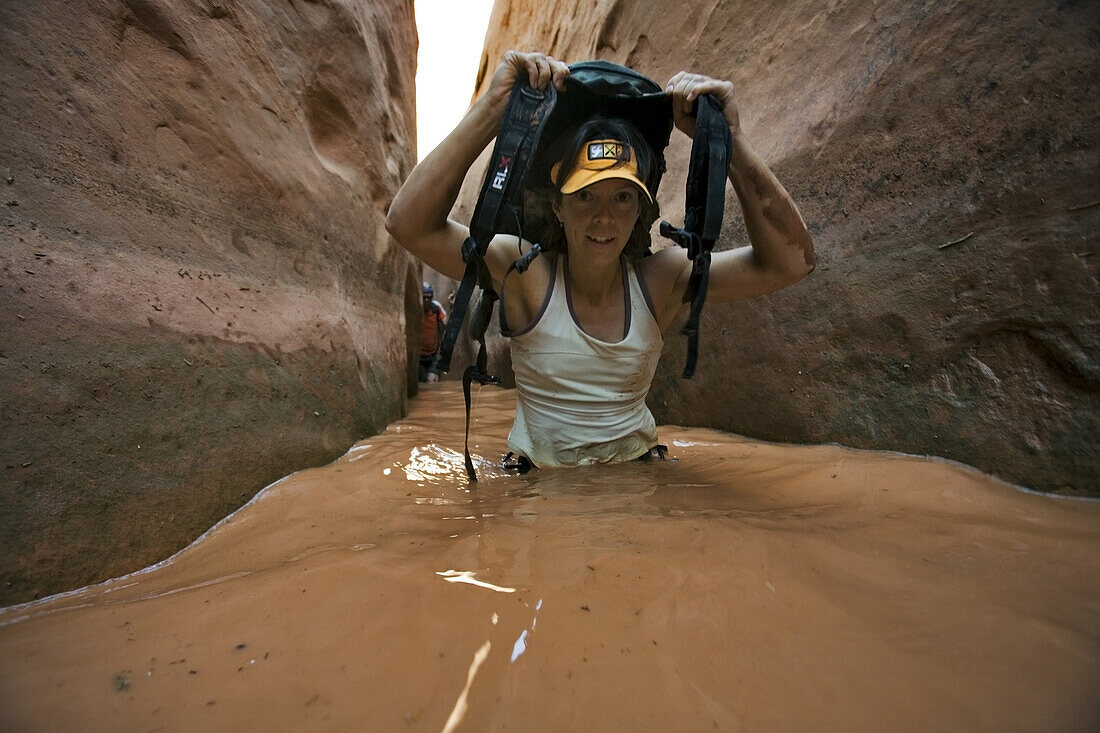 Jane Guyer in the North Fork of No Mans Canyon, Robbers Roost area, Utah.
