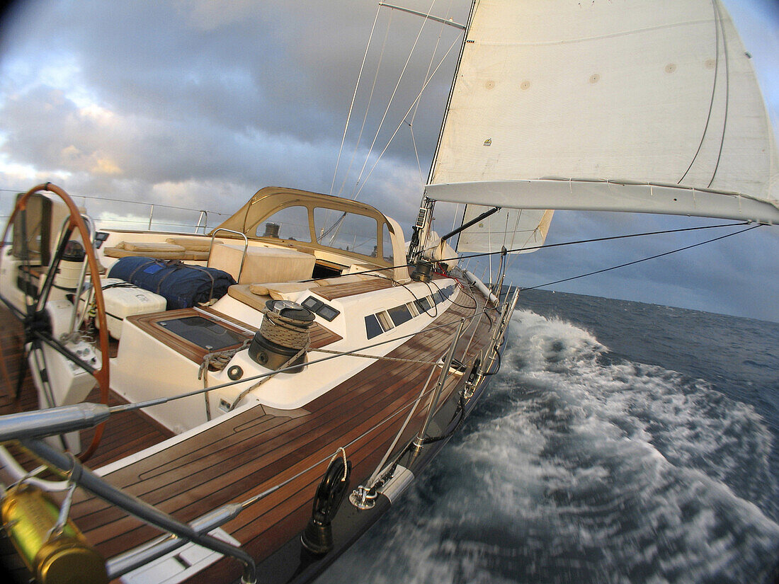 Onboard a Swan 82 foot yacht during a delivery along the East Australian coast.