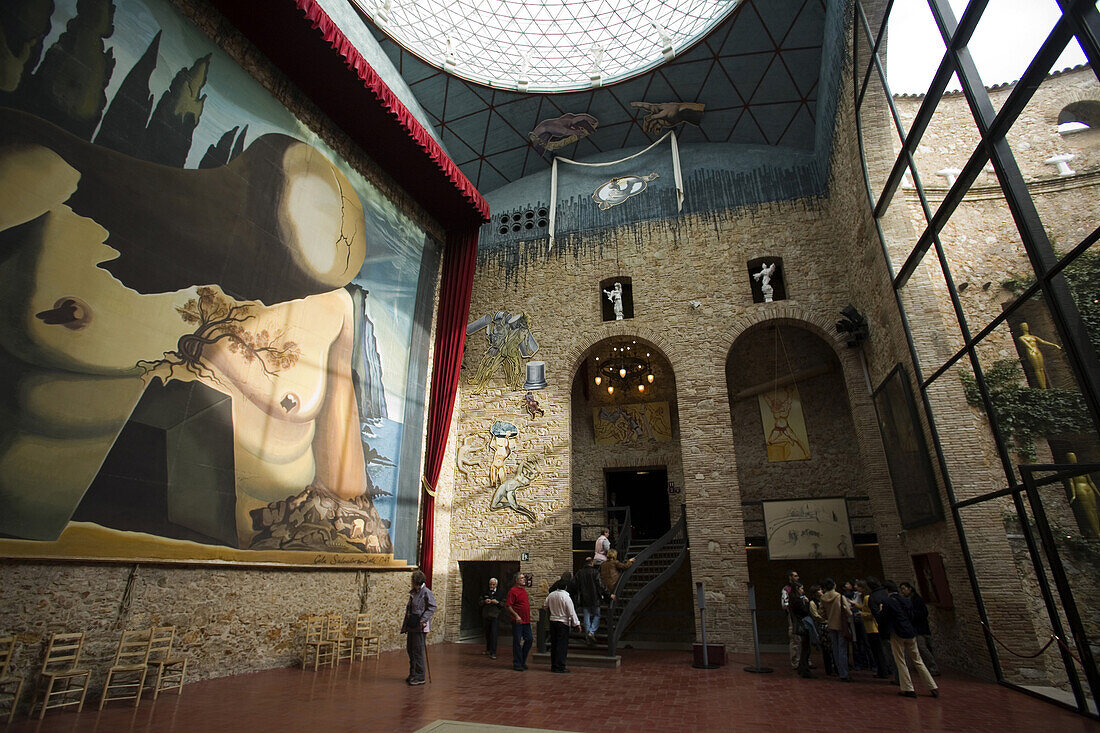 A large mural in the main hall of the Teatre-Museu Dali, the Salvador Dali art museum, in Figueres, Spain. North of Barcelona, Figueras was the birthplace of Dali.