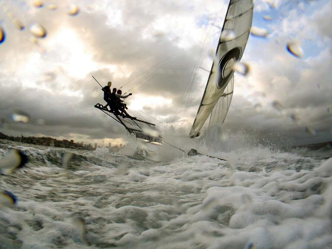 A training session for the crew of an 18 foot skiff sponsored by Macquarie Real estate.