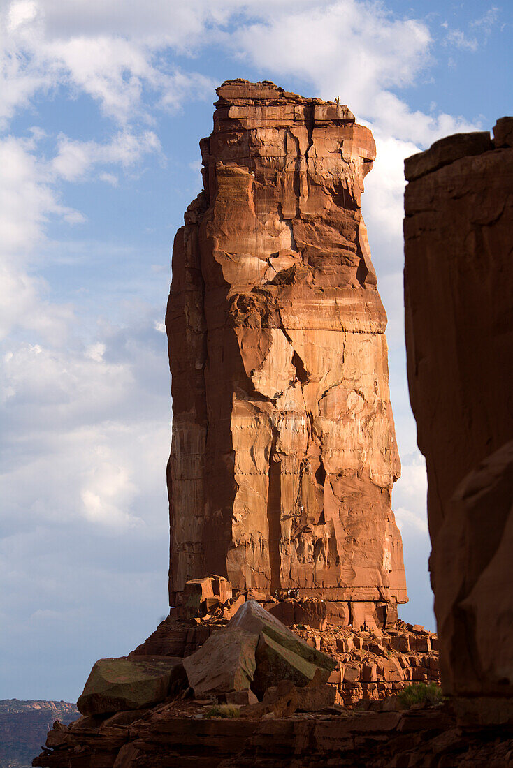 An unknown team jugging up Castleton Tower during the ropes leg of day seven of the 2006 Primal Quest adventure race in Moab, Utah.  It was the largest expedition adventure race ever held with 95 co-ed teams of four covering 400 miles in 5-10 days in hope