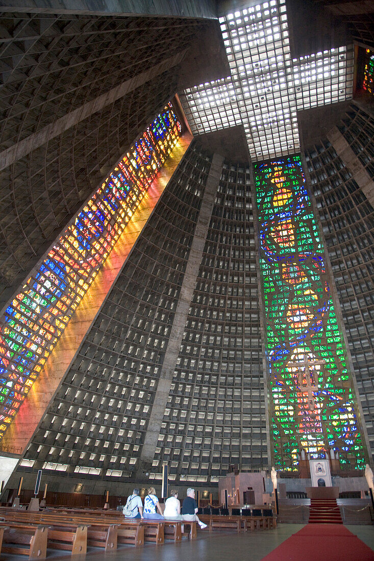 Brazil, Rio de Janeiro. San Sebastion Cathedral interior