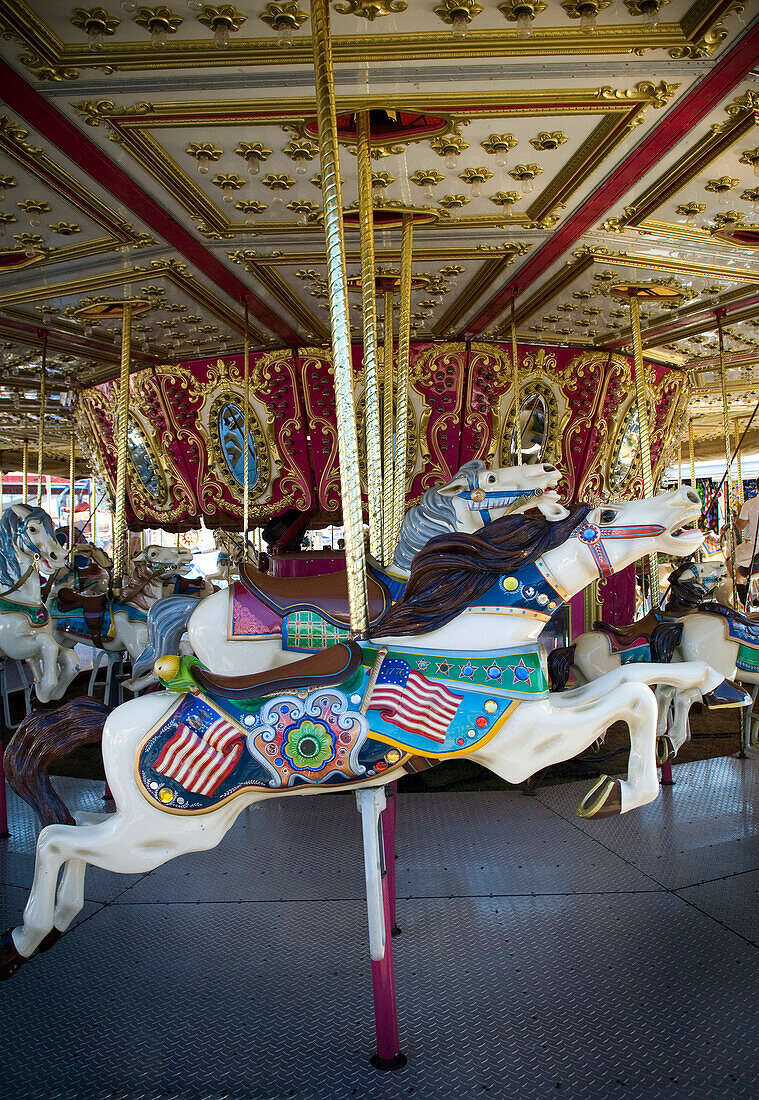 Carousel, Cumberland Fair, Maine, New England.
