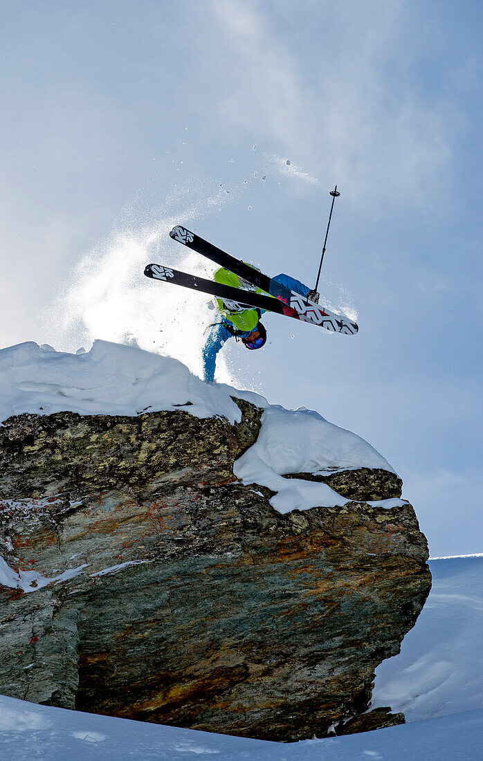 Skier making a hand drag, Verbier, Switzerland