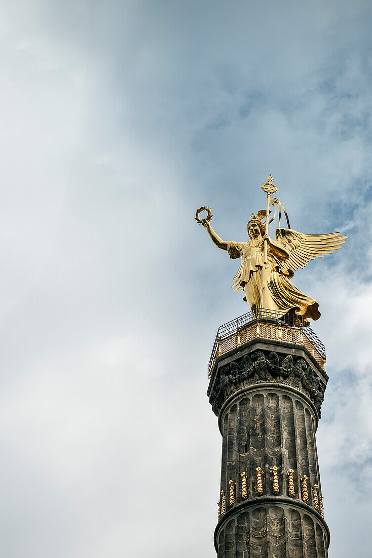 Bronze statue of goddess Victoria on the Victory Column, Berlin, Germany