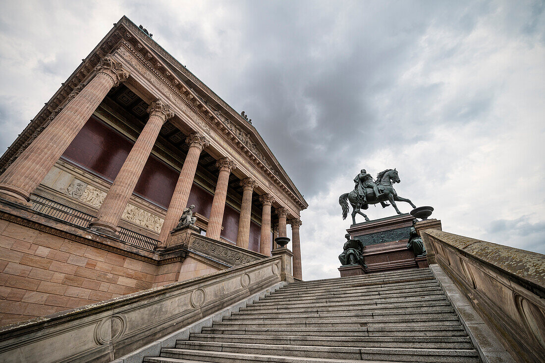 Equestrian statue in front of the Old National Gallery, Alte Nationalgalerie, Museum Island, Berlin, Germany