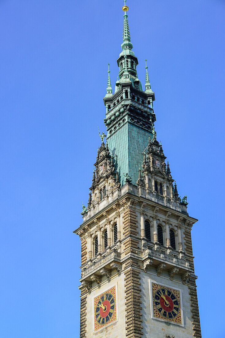 Tower of city hall of Hamburg, Hamburg, Germany