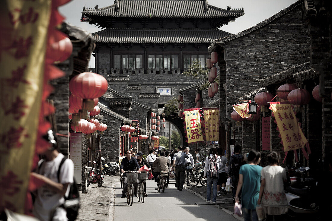 The Shuangdong Block, a rebuilt historical center of Yangzhou, China, which was once a major trading hub due to a 2500 year-old hand-dug canal. Yangzhou is now a suburb city of Shanghai and major producer of photovoltaic cells for solar power.