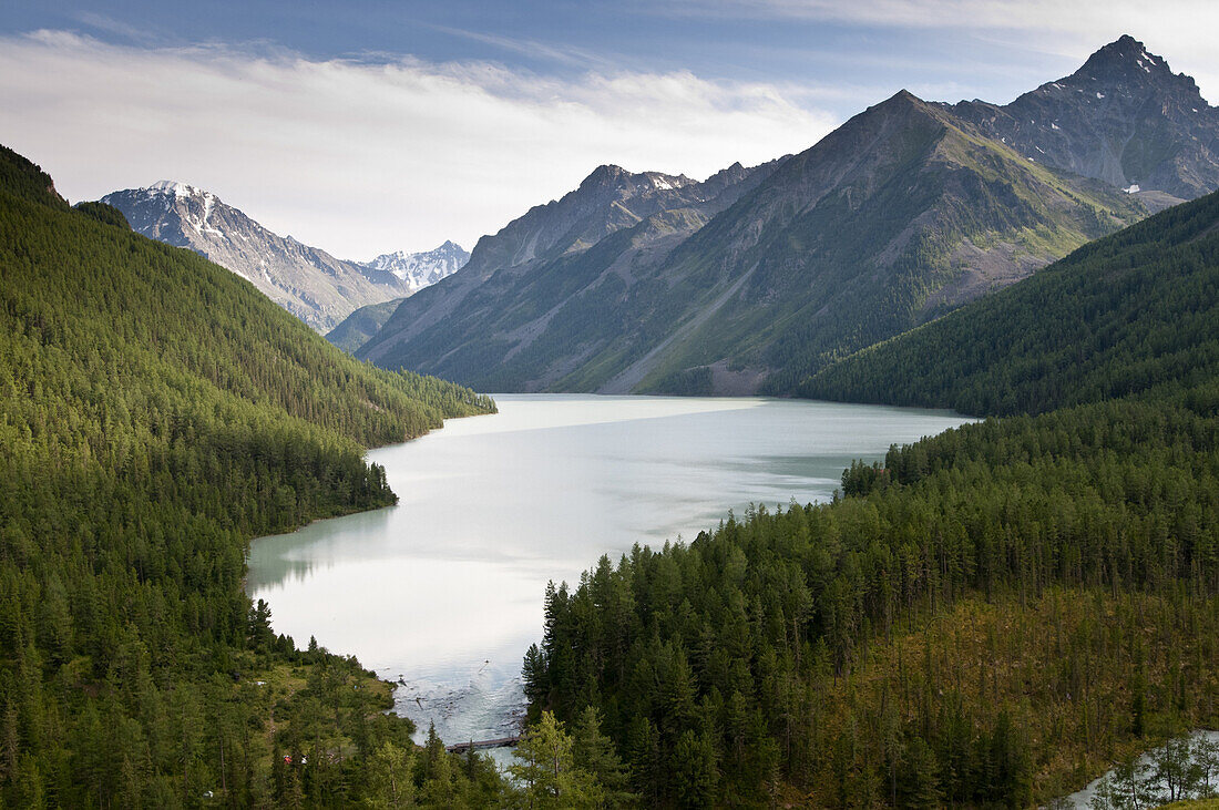 Glacial Lake Kucherla in Mt. Belukha Nature Park, Siberia, is a popular camping spot for Russian backpackers.