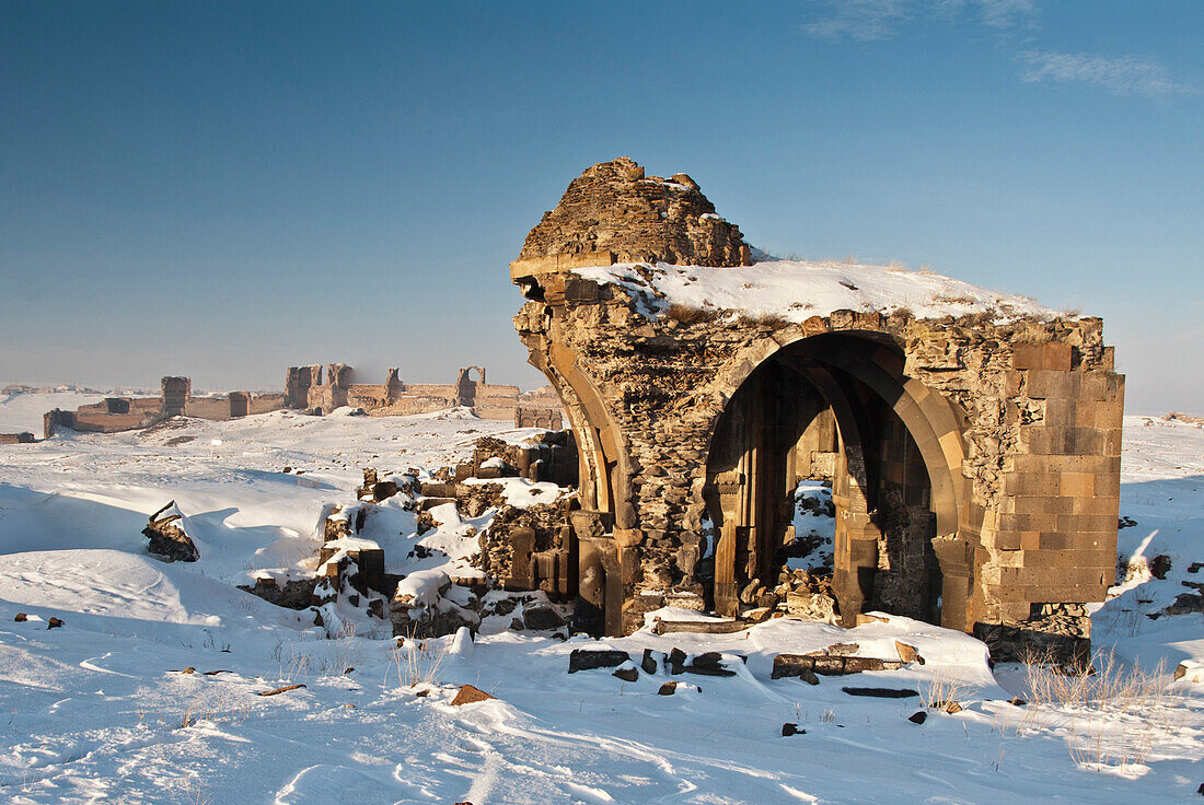 Ancient Ruins of Ani at winter time, Kars, Eastern Anatolia, Turkey