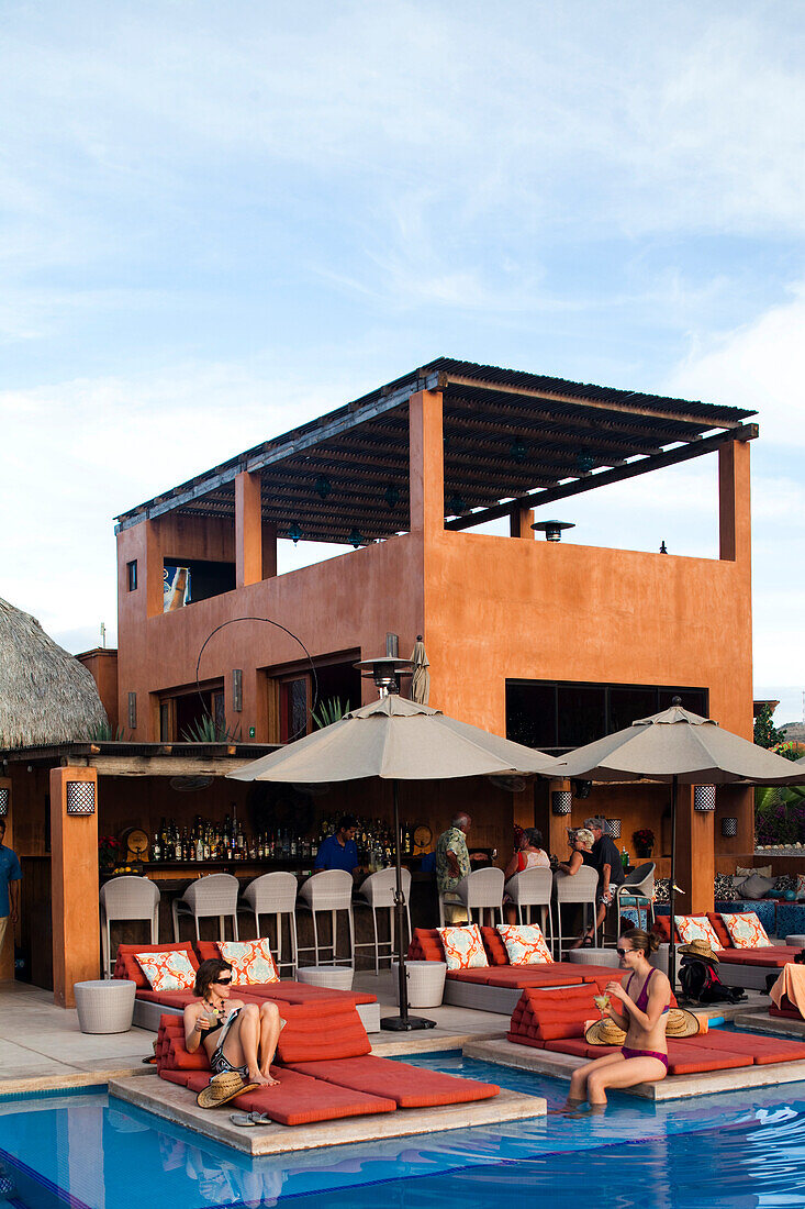 A pool scene at a resort in Pescadero, Mexico