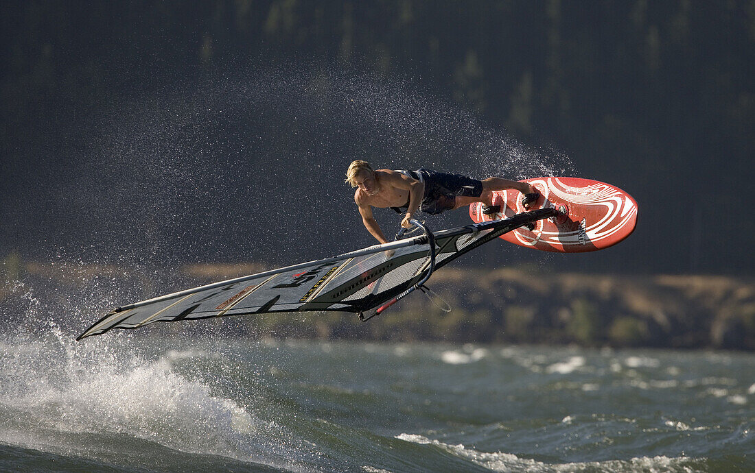 'Rob Warwick lets it all hang out - performing a ''Shove It'' at The Hatchery - Hood River, Oregon'