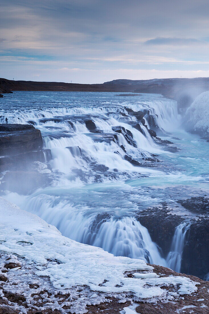 Thundering Gullfoss waterfall in winter time, Iceland, Polar Regions