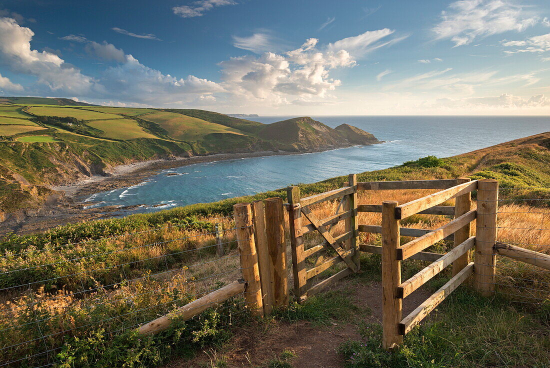 Kissing gate on the South West Coast Path near Crackington Haven, Cornwall, England, United Kingdom, Europe
