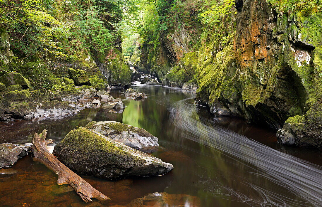 River Conwy running through the Fairy Glen, Betws-y-Coed, Snowdonia National Park, Wales, United Kingdom, Europe