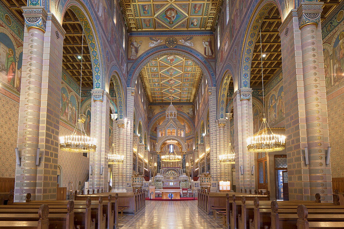 Interior of Basilica of St. Peter, Pecs, Southern Transdanubia, Hungary, Europe