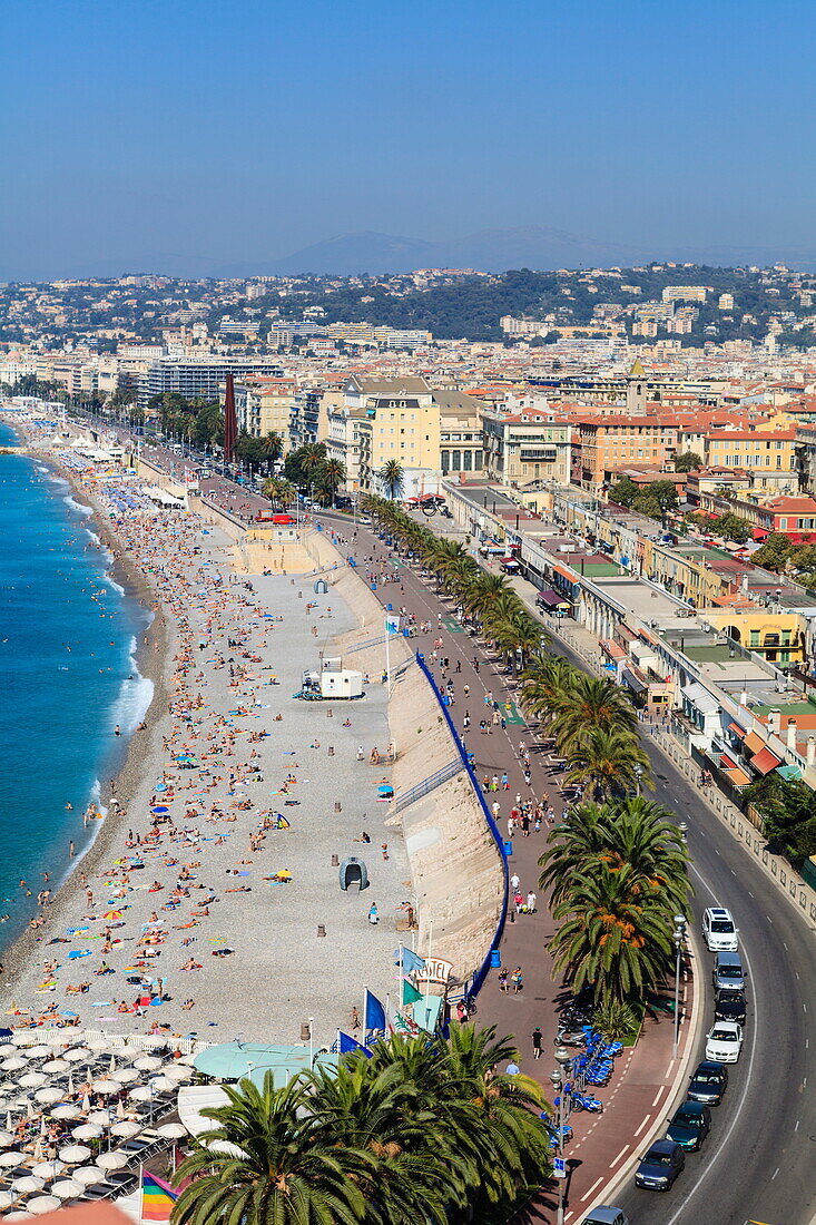 Baie des Anges and Promenade Anglais, Nice, Alpes Maritimes, Provence, Cote d'Azur, French Riviera, France, Mediterranean, Europe