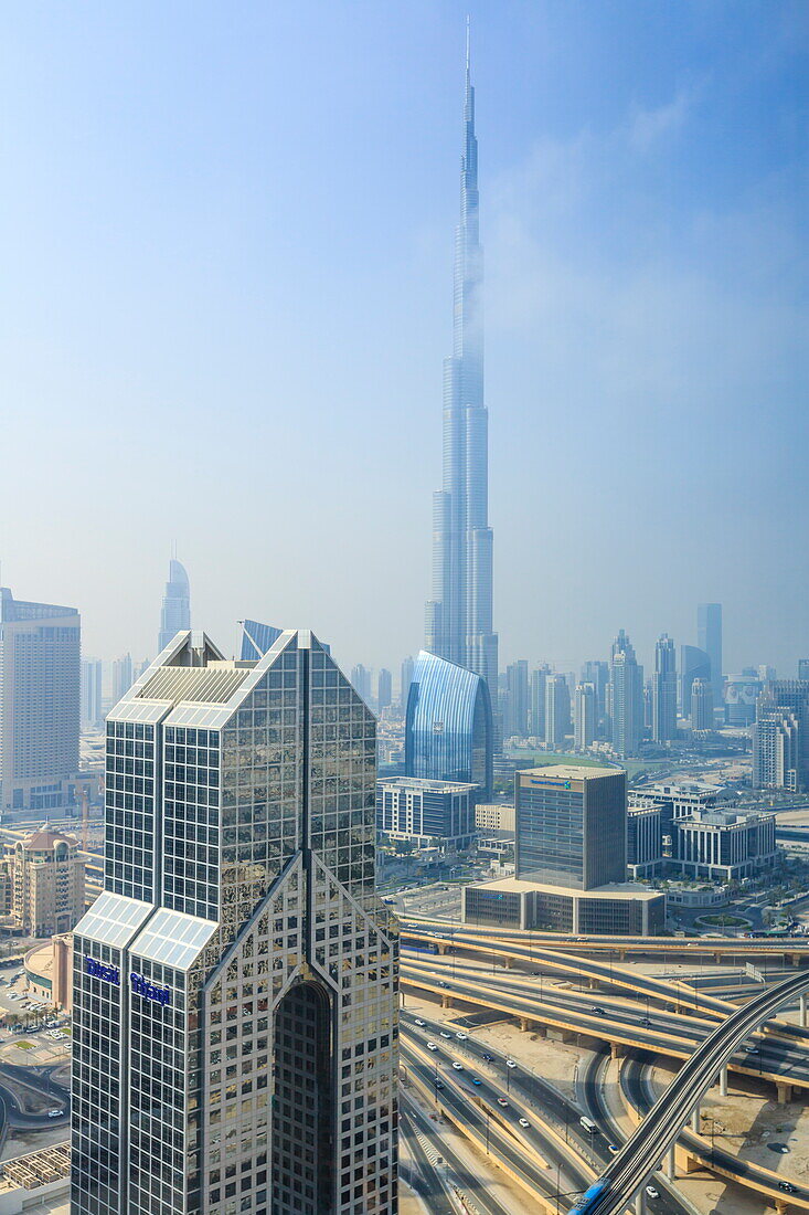 Burj Khalifa and city skyline, Downtown, Dubai, United Arab Emirates, Middle East