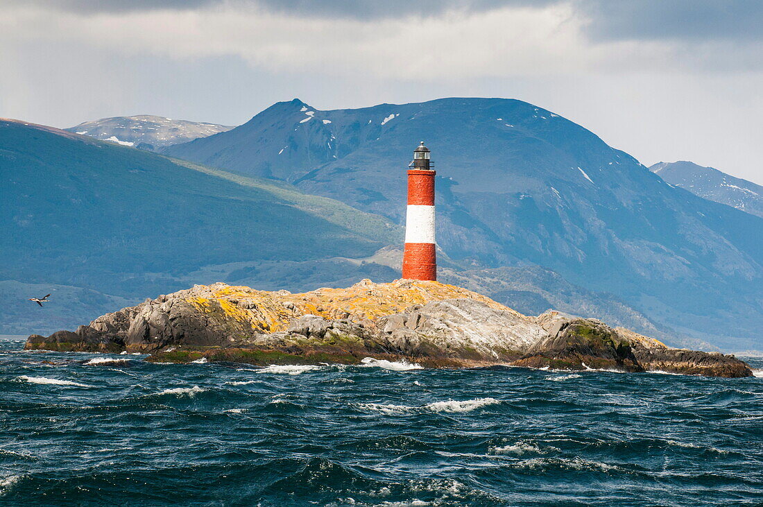 Lighthouse on an Island in the Beagle Channel, Ushuaia, Tierra del Fuego, Argentina, South America
