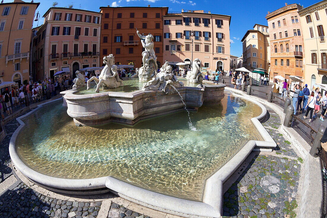 Fontana del Nettuno (Fountain of Neptune), Piazza Navona,  Rome, Lazio, Italy, Europe