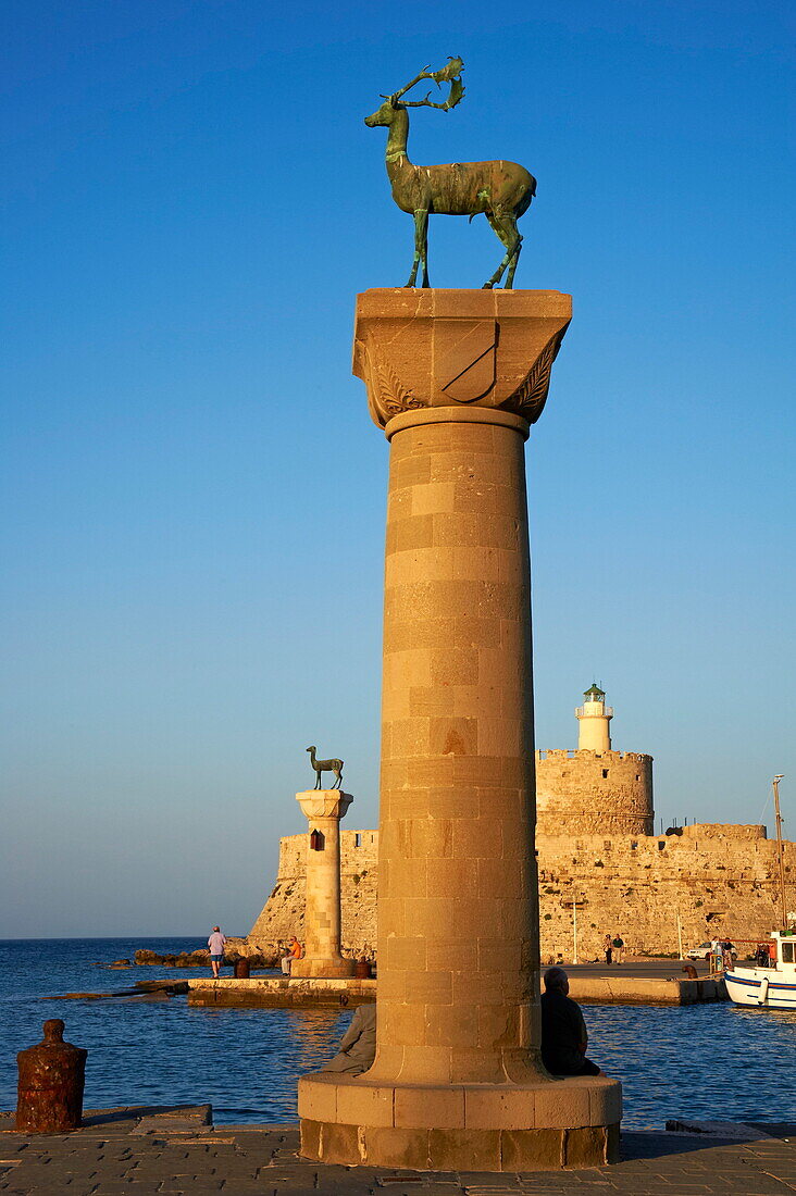 Mandraki Harbour, Rhodes City, Rhodes, Dodecanese, Greek Islands, Greece, Europe