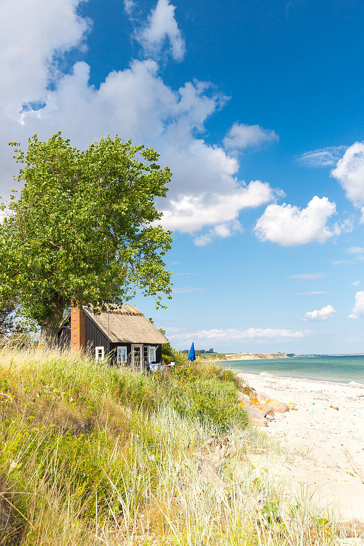 House at Baltic Sea beach, Rytsebaek, Mon island, Denmark